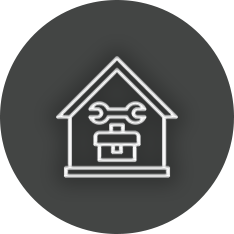 Wrench and toolbox in a home icon