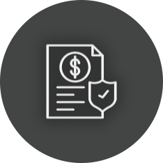 Paper with a money symbol and checkmark in a shield